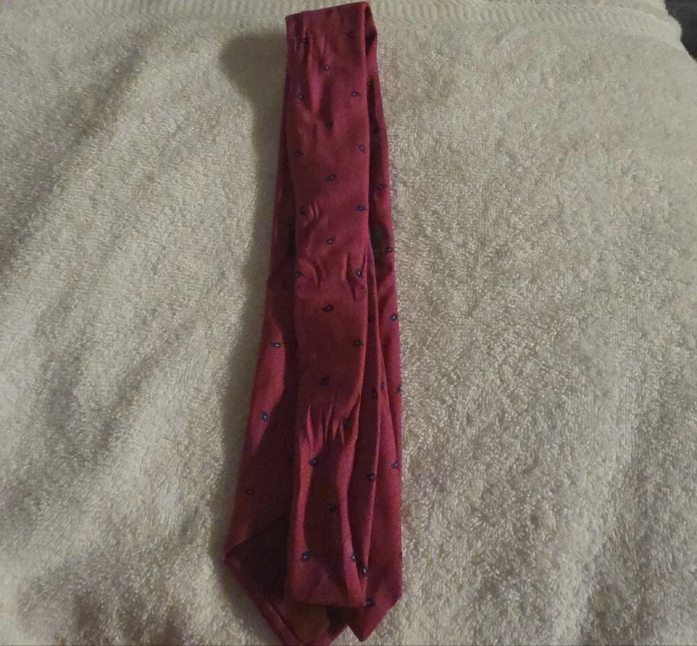 Men's Burgundy Tie with Navy Paisley Accents